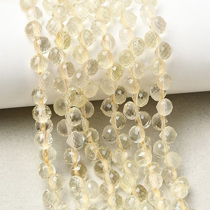 Heated Natural Lemon Quartz Double Point Beads Strands, Faceted Bicone Beads, Top Drilled
