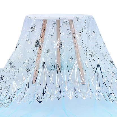 Polyester Snowflake Pattern Gauze Stained Silver Fabric, DIY Crafts Supplies, Rectangle