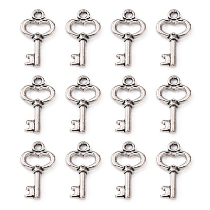 Gifts Ideas for Her Tibetan Style Alloy Charms, Lead Free and Cadmium Free, Skeleton Key, 15.5x9x2.5mm, Hole: 1mm