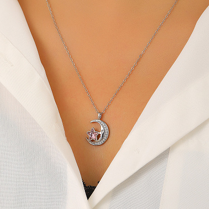 Подвеска в виде луны из латуни со стразами для женщин