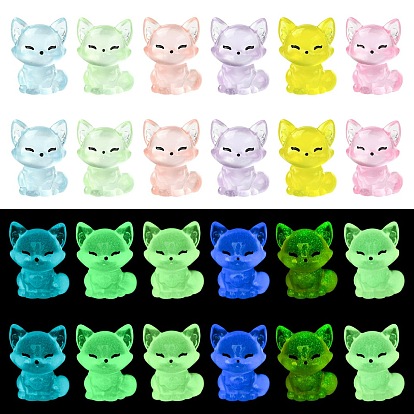 30 шт. 6 цвета светящаяся смоляная лиса для украшения витрины, для украшения рабочего стола домашнего офиса, светится в темноте