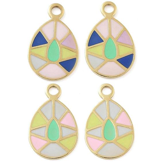 Ионное покрытие (ip) 304 брелоки из нержавеющей стали с эмалью, реальный 18 k позолоченный, очарование слезы