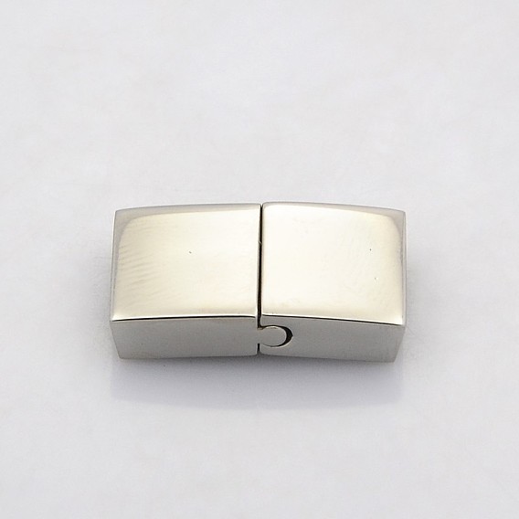 Cuboid 304 Stainless Steel Bayonet Clasps, Magnetic Clasps with Glue-in Ends, 22x12x5mm, Hole: 3x10mm
