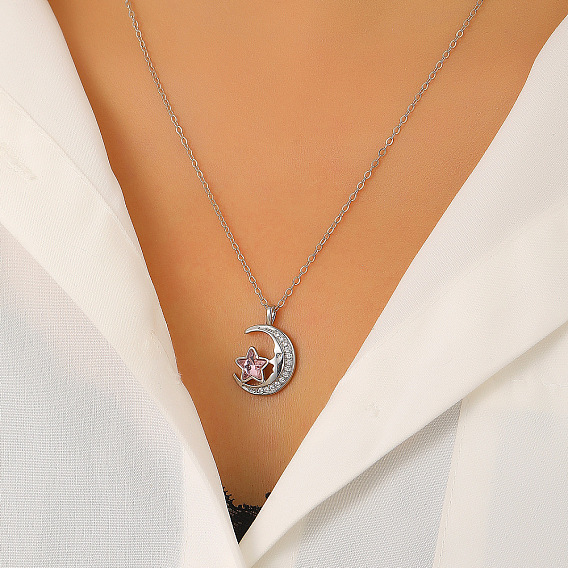 Подвеска в виде луны из латуни со стразами для женщин