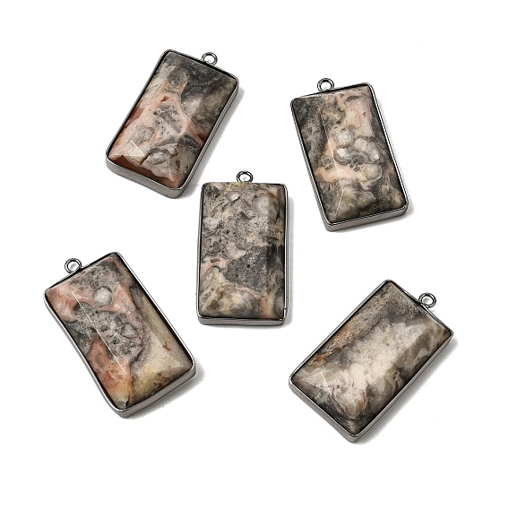 Природных сумасшедшие подвески агат, латунные камни, ограненные прямоугольные подвески