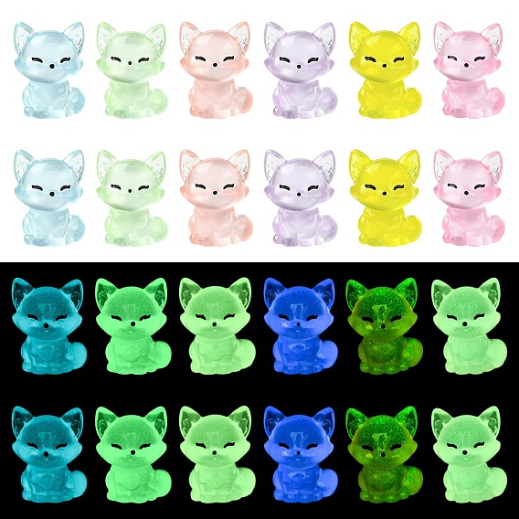 30 шт. 6 цвета светящаяся смоляная лиса для украшения витрины, для украшения рабочего стола домашнего офиса, светится в темноте