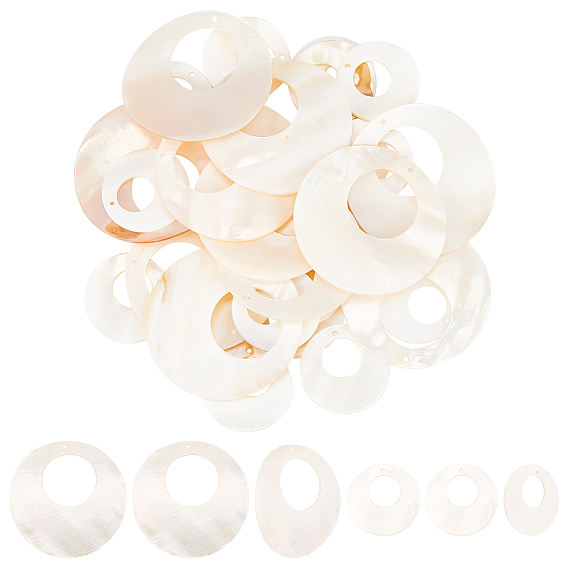 32 шт 2 стили натуральные пресноводные подвески из ракушек, плоские круглые прелести