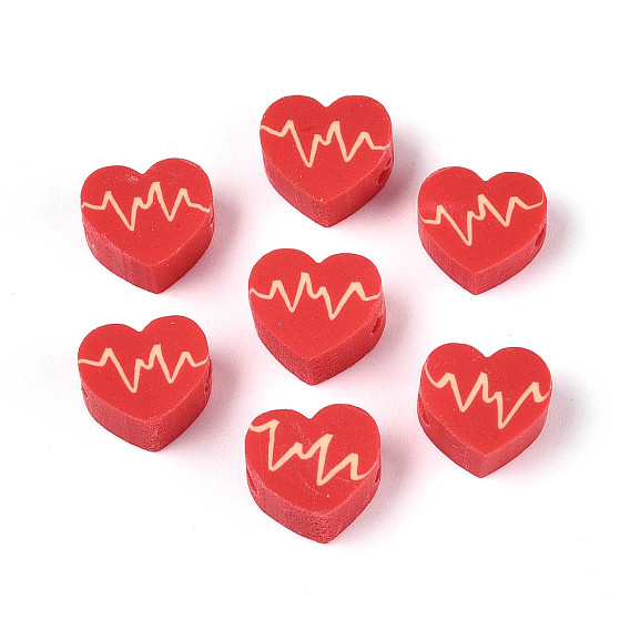 Бусины из полимерной глины ручной работы ко Дню Святого Валентина, сердце