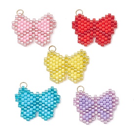 Стеклянные подвески из бисера, очарование бабочки, с открытыми пружинными кольцами из нержавеющей стали 304, реальный 18 k позолоченный