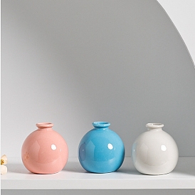 Mini Ceramic Floral Vases for Home Decor, Small Flower Bud Vases for Centerpiece, Round Vase