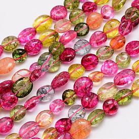 Dyed Natural Crackle Quartz Bead Strands, Tumbled Stone, Nuggets, 9~11x9~11mm, Hole: 1mm, about 15.74 inch