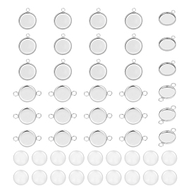Набор для самостоятельного изготовления подвески и звеньев, включая 304 настройки подвесного кабошона из нержавеющей стали и настройки соединителя кабошона., Кабошоны из стекла