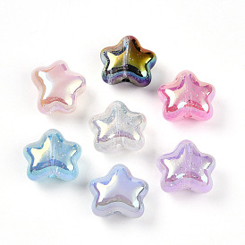 Непрозрачные акриловые бусины с УФ-покрытием, радужный, звезда, с блеском порошок