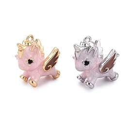 Латунные микропаве прозрачные подвески с фианитом, прелести единорога, с эмалью