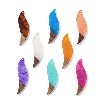 Большие подвески из смолы и дерева, лист прелести