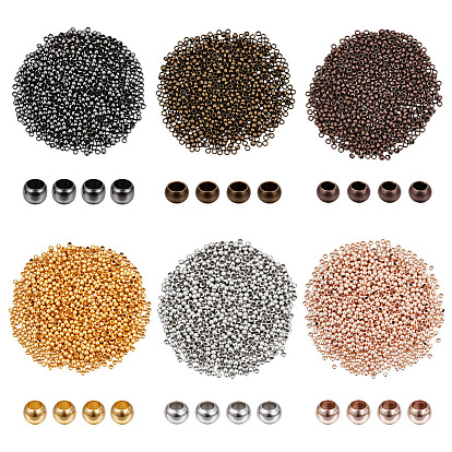 6000 шт. 6 цвета латунных обжимных бусин, без кадмия и без свинца, рондель