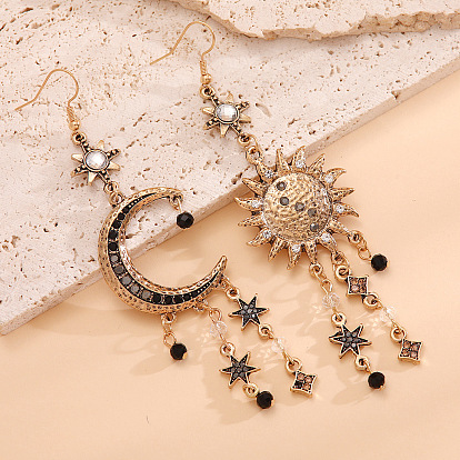 Висячие серьги из сплава со стразами в стиле бохо