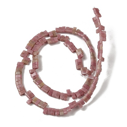 Natural Rhodochrosite Beads Strands, 2-Hole, Rectangle