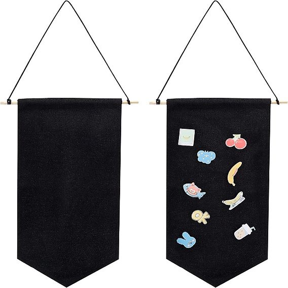 Polyester Pennant Buttons Storage Blank Badge Display, with Schima Wood Holder, for Kids Room Wall Decor