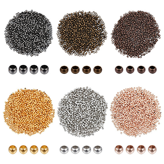 6000 шт. 6 цвета латунных обжимных бусин, без кадмия и без свинца, рондель