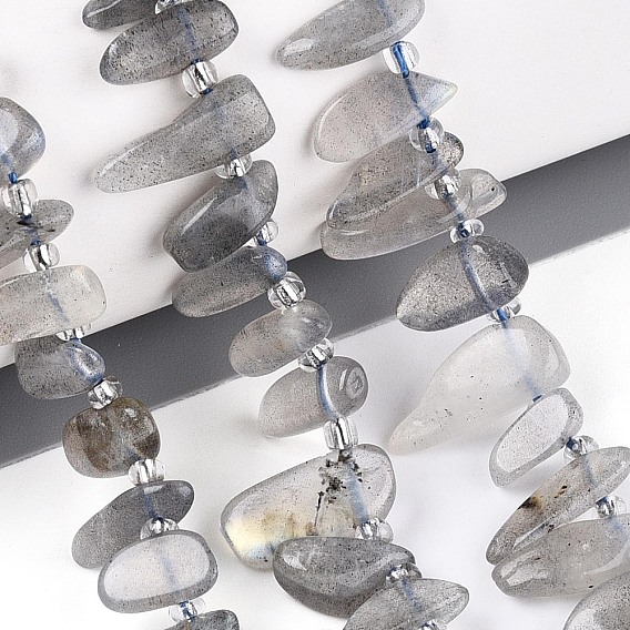 Натуральные серые бусины из лунного камня, самородки, Топ пробуренной, упавший камень, с бисером