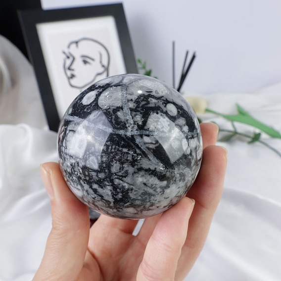 Ископаемый хрустальный шар из натуральной оболочки, Украшения из энергетического камня Рейки для исцеления, медитация, колдовство