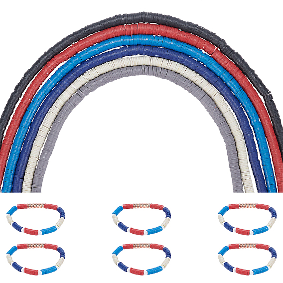 Perles en fimo faits à la main, disque / plat rond, perles heishi