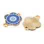 Printed Alloy Enamel Connector Charms, Flower Links, Light Gold