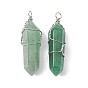 Brass Wire Wrapped Gemstone Pendants, 36x8mm, Hole: 2mm