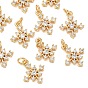 SHEGRACE Brass Micro Pave Cubic Zirconia Pendants, Snowflake Charms, Cadmium Free & Nickel Free & Lead Free, Clear