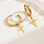Элегантный крестик-шарм 201 серьги-кольца из нержавеющей стали для женщин