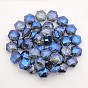 Hexagon Electroplate Full Rainbow Plated Glass Beads Strands, Faceted, 15x14x8mm, Hole: 1mm, about 40pcs/strand, 23.6 inch