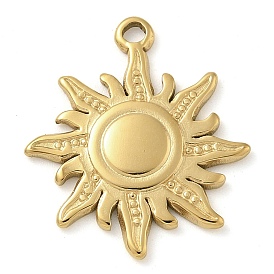 Ion Plating(IP) 304 Stainless Steel Pendants, Sun Charm