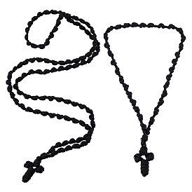 2шт. 2 стили: плетеные полиэстеровые шнурки, подвески в виде крестов, молитвенные ожерелья