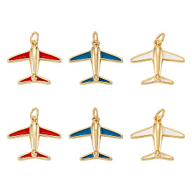 6 шт. 3 цвета латунные эмалевые подвески, прелести самолета, стойки покрытие, без кадмия и без свинца, долговечный, с целью перехода в кольце