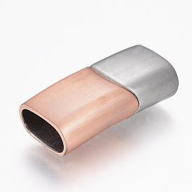 304 Stainless Steel Magnetic Clasps with Glue-in Ends, Rectangle