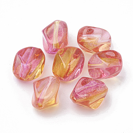 Two Tone Transparent Spray Painted Acrylic Beads, Polygon