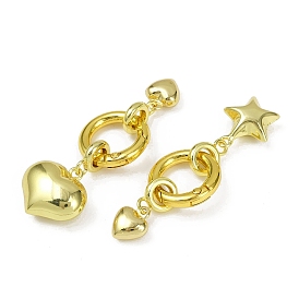Латунные пружинные кольца, долговечный, без свинца и без кадмия, стойки покрытие, Сердце и звезда