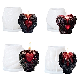 Halloween Hands Holding Heart DIY Candle Silicone Molds, Decoration Making, for Candle Making