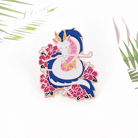 Dragon Alloy Brooches, Enamel Lapel Pin, for Backpack Clothes, Golden