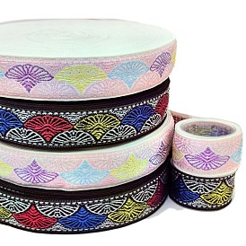 50 Yards Ethnic Style Embroidered Nylon Fan Shaped Jacquard Ribbon, for Performance Costume Accessories