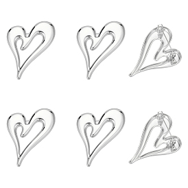 6шт. значки в форме сердца из цинкового сплава для рюкзака и одежды