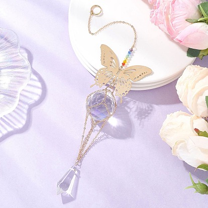Бабочка 201 соединительные подвески из нержавеющей стали и стеклянные подвески-ловец солнца, с латунным кабельных цепей