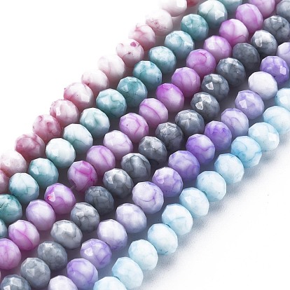 Opaque Baking Painted Glass Beads Strands, Imitation Stones, Faceted, Rondelle