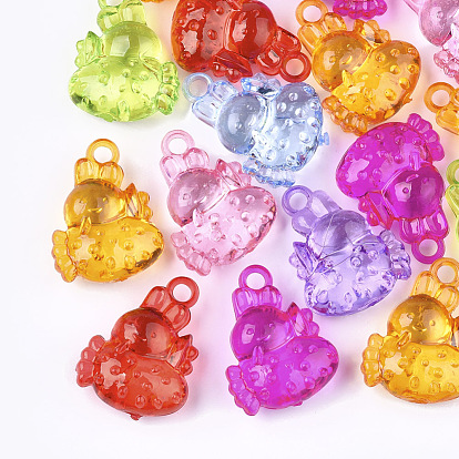 Transparent Acrylic Bunny Pendants, Rabbit with Carrot