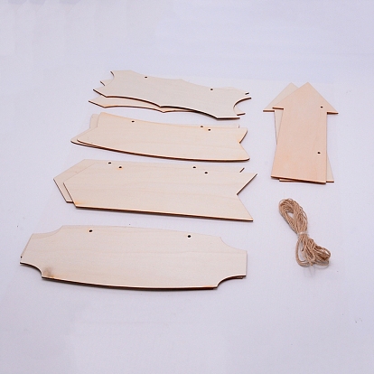 Wooden Ornaments, with Jute Twine, for Party Gift Home Decoration