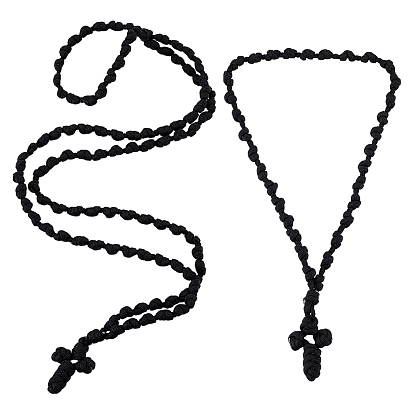 2шт. 2 стили: плетеные полиэстеровые шнурки, подвески в виде крестов, молитвенные ожерелья