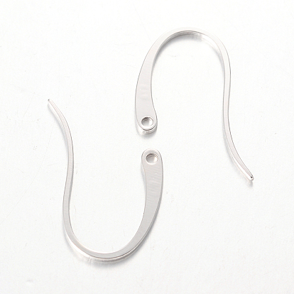 Platino plateado ganchos pendiente de la plata esterlina, 11x20 mm, agujero: 1 mm, pin: 0.8 mm, sobre 396pcs / 100g