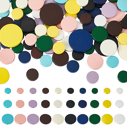 140шт 30 стили окрашенные бусины из натурального дерева, плоско-круглые