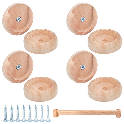 2шт. держатели для деревянных штанг для вешалок в шкафу, аксессуары для бельевой веревки, с железным винтом